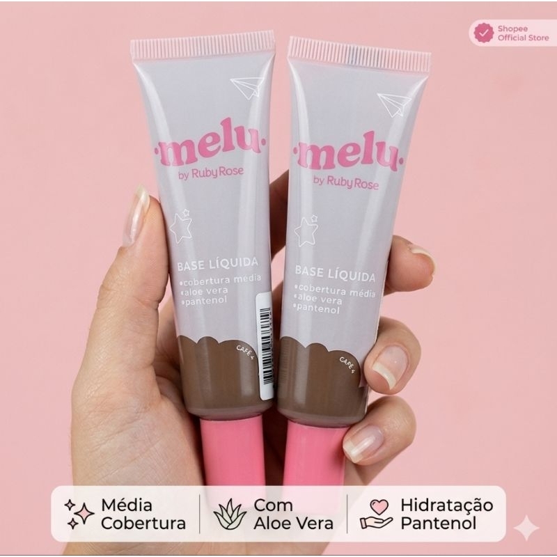 Base Líquida Melu by Ruby Rose - Cobertura Média e Hidratação