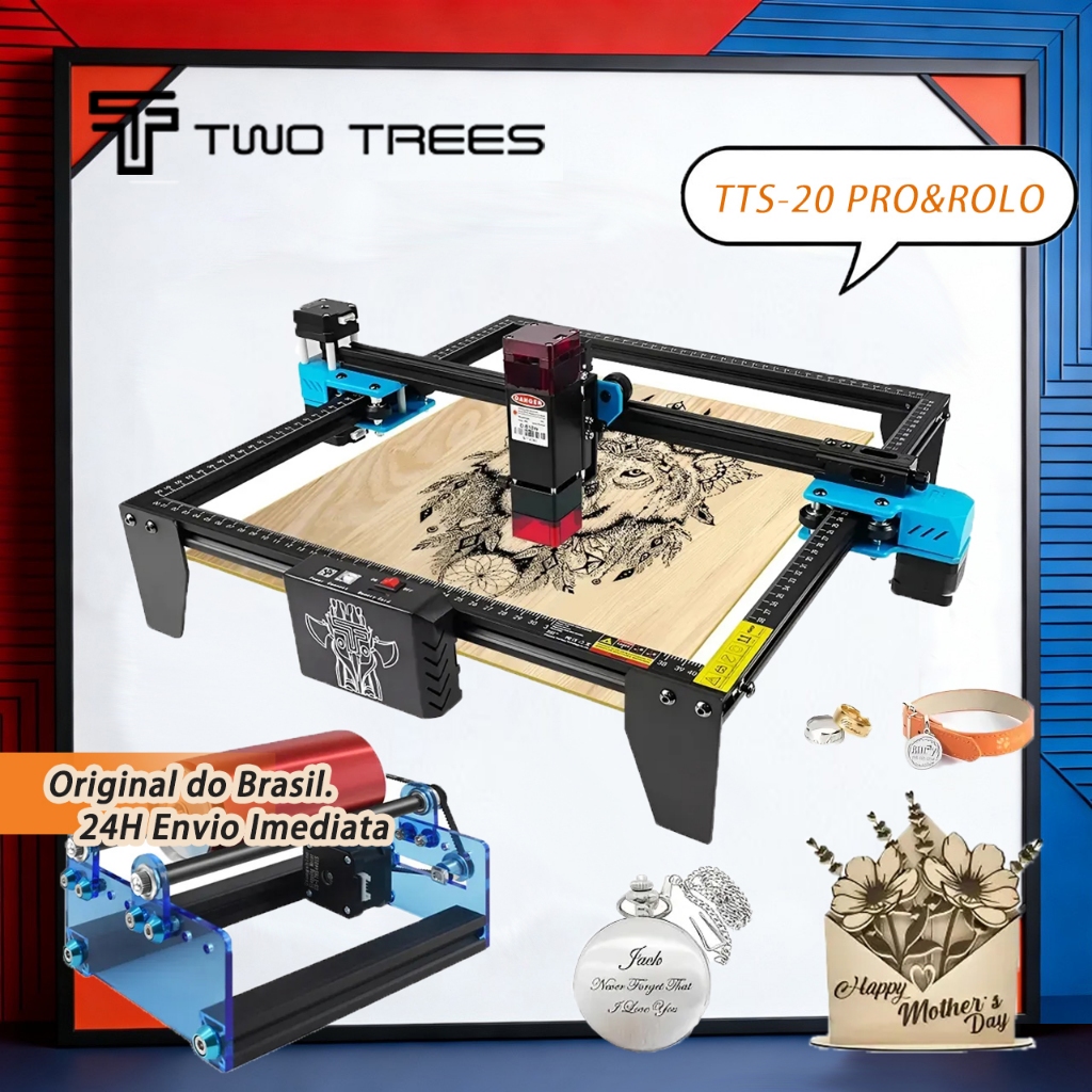 TWOTREES | TTS-20 Pro Gravadora a Laser com Rolo,Cortadora a Laser CNC para Madeira, Metal, Acrílico em Oferta na Shopee