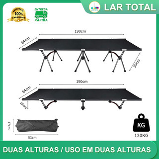 Cama de Camping Ultraleve Portátil em Alumínio, Dobrável com 2 Alturas, Ideal para Acampamentos