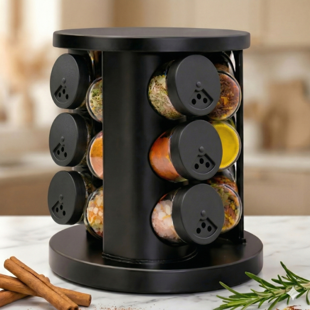 Porta Temperos Condimentos Giratório 9 Potes Organizador Potes Vidro Tampa Profissional em Oferta na Shopee