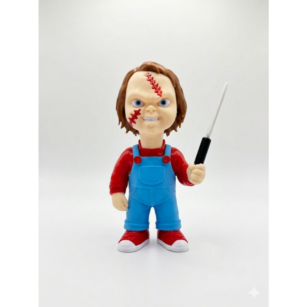 Miniatura Chucky Realista – Colecionável Premium com Alto Detalhamento | Decoração Geek