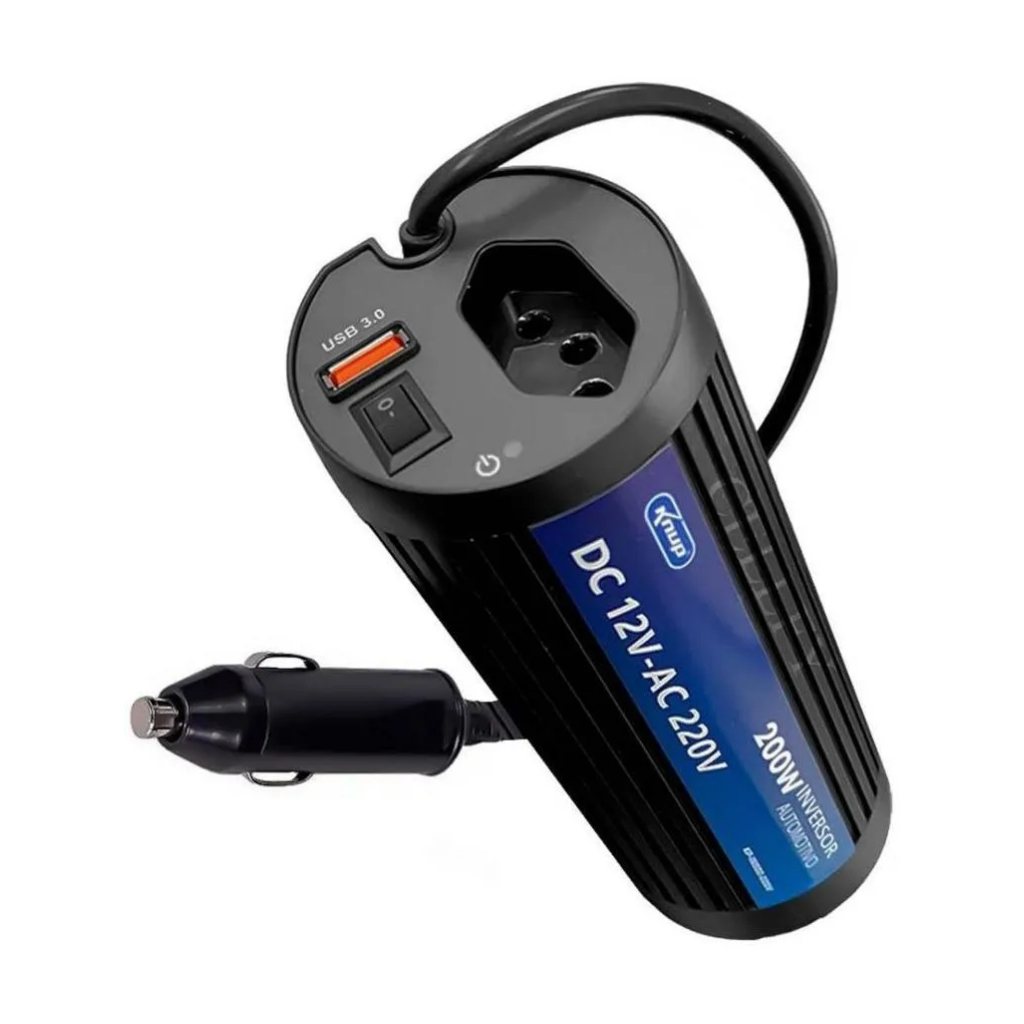 Inversor Automotivo Veícular 60hz 200w 110v Preto ou 220v caminhão onibus