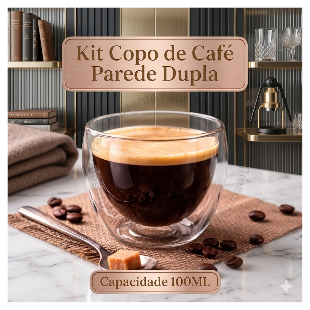 Kit 6, 4 ou 2Un Copo Xícara Parede Dupla Vidro Café Moderno Chique Cantinho Café Escritório