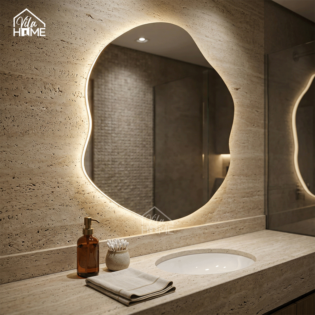 Espelho Grande Orgânico Decorativo Lapidado com Led para Sala Quarto Banheiro Cozinha