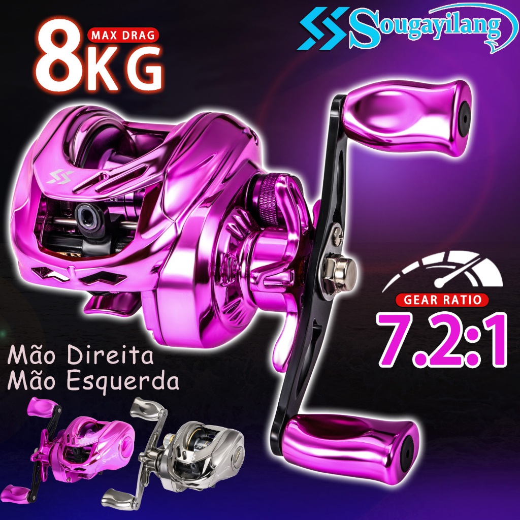Sougayilang Molinete Baitcasting 19+1 Rolamentos 8.1:1 Freio Magnético Anti-Emaranhado Carretel de Alumínio🎣Pesca