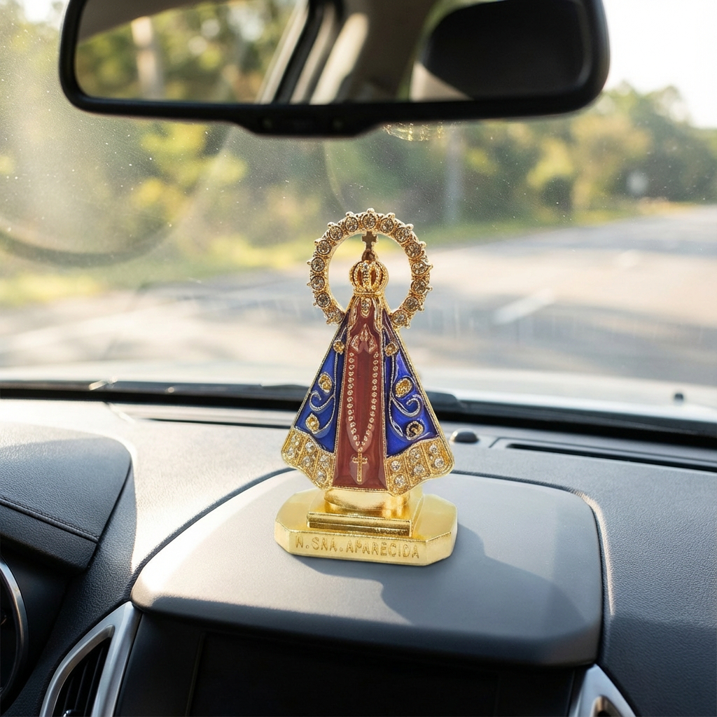 AB-Versa Santinha Imagem Nossa Senhora Aparecida Painel Carro Moto Caminhão Fita Dupla Face Autocolante