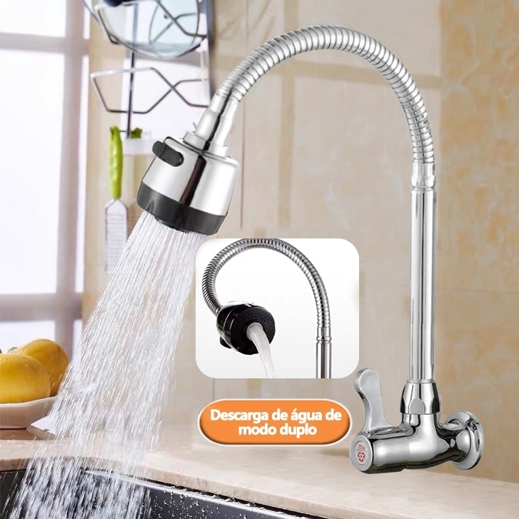 Torneira De Cozinha Gourmet Metal Parede Ou Bancada Inox Promoção