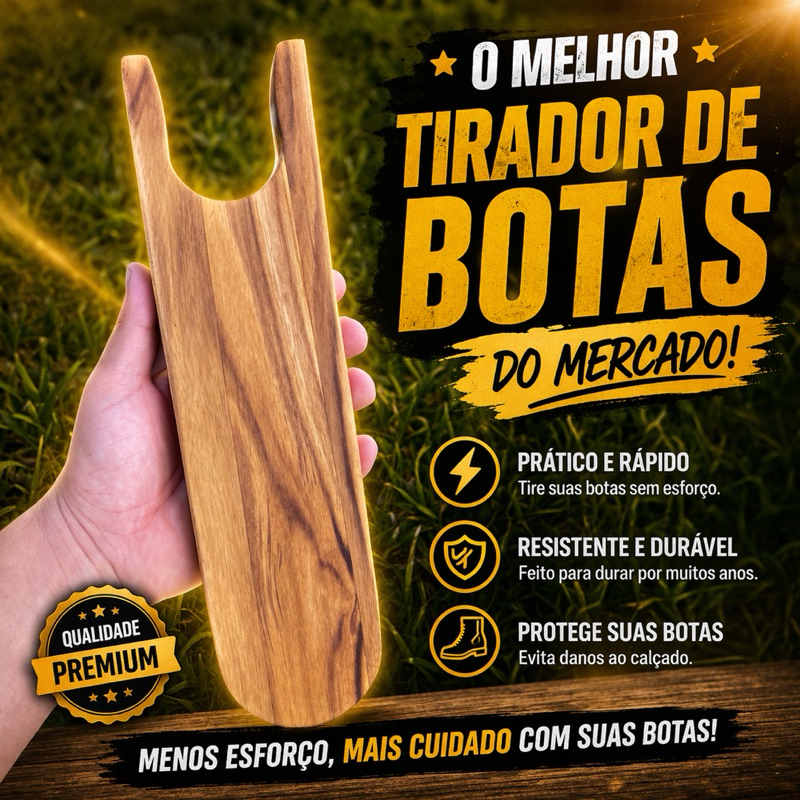 Tirador de botas em madeira rústica