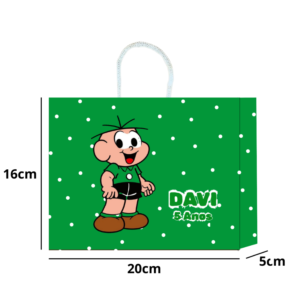 Sacolinha Surpresa Cebolinha Turma da monica 20x16x5  Aniversario lembrancinha Sacola personalizada ( PRÉ MONTADA )