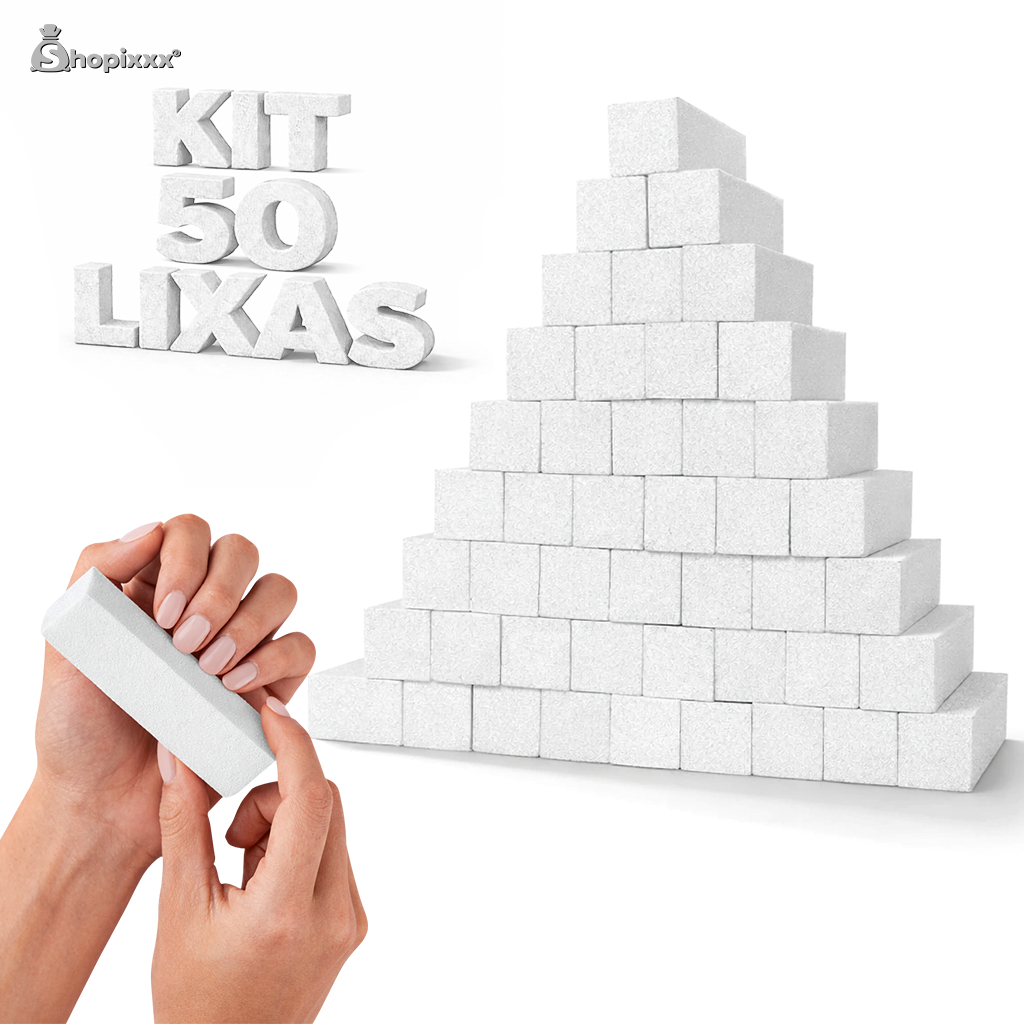 Kit 50 Lixas Bloco De Unha Fecha Poros Polidora Unhas gel polygel acrilico OFERTA