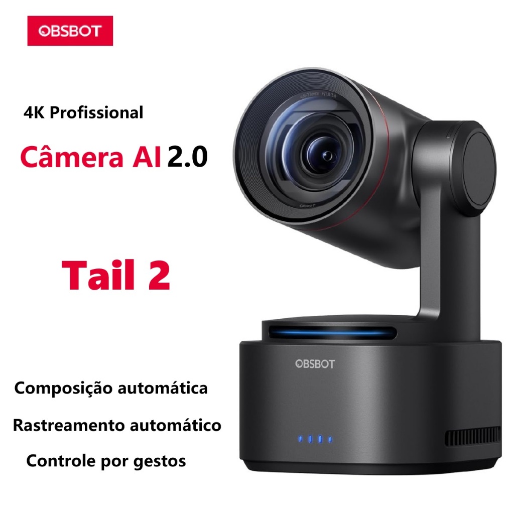 OBSBOT Câmera Ai Tail 2 4k Webcam Adequado Para e-Esports e Transmissões ao Vivo