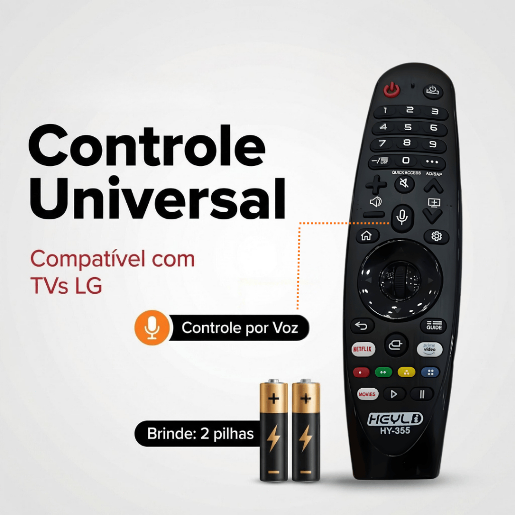 Imagem Controle Remoto LG Smart TV Universal Voz Air Mouse Wheel 15m Sem Configuração Atalhos Netflix