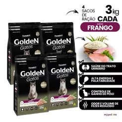 4 Ração Para Gatos Castrados Golden Frango 3kg Premier Pet