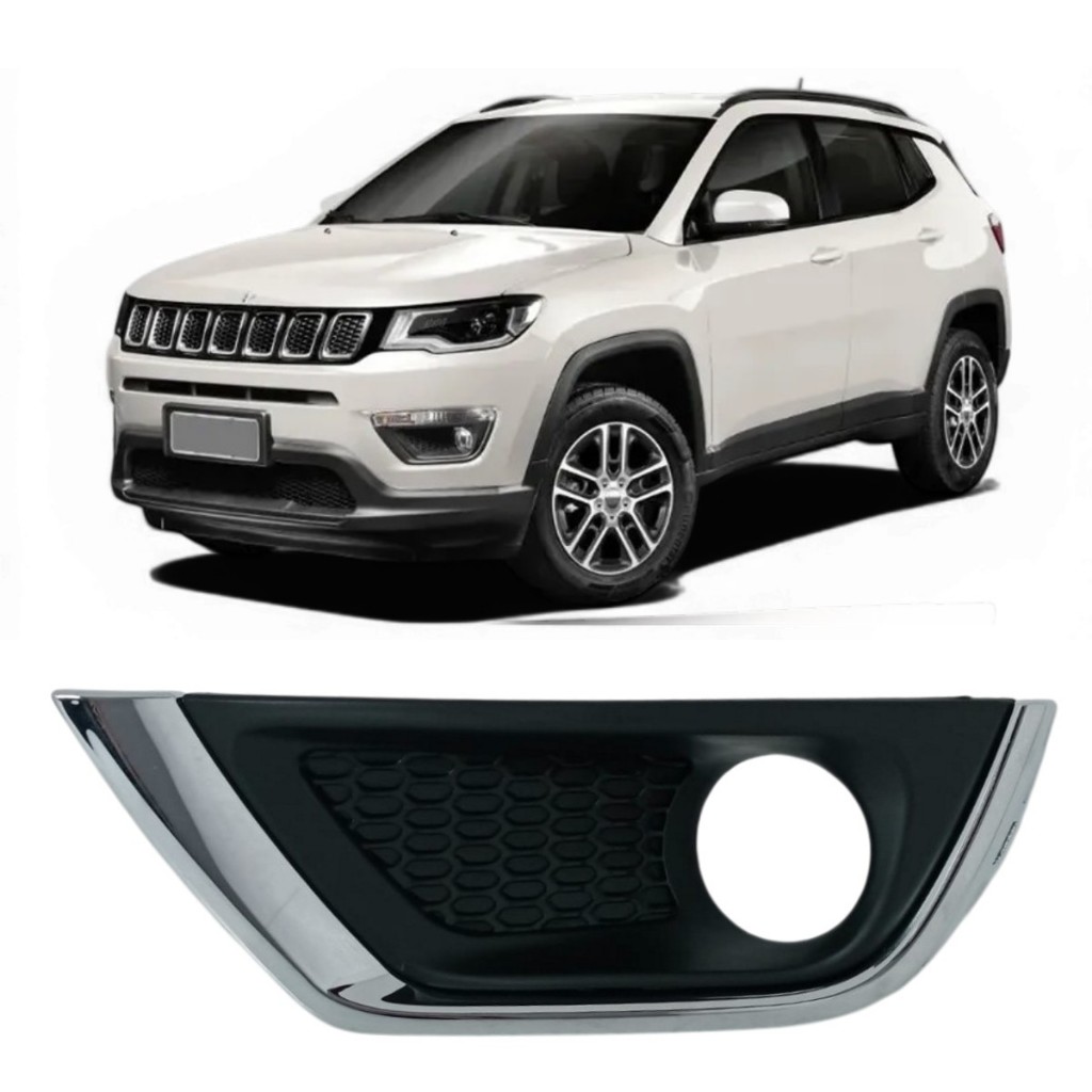 Grade Moldura Farol Milha Cromado Jeep Compass 2017 2018 2019 2020 Esquerdo Motorista 53224445