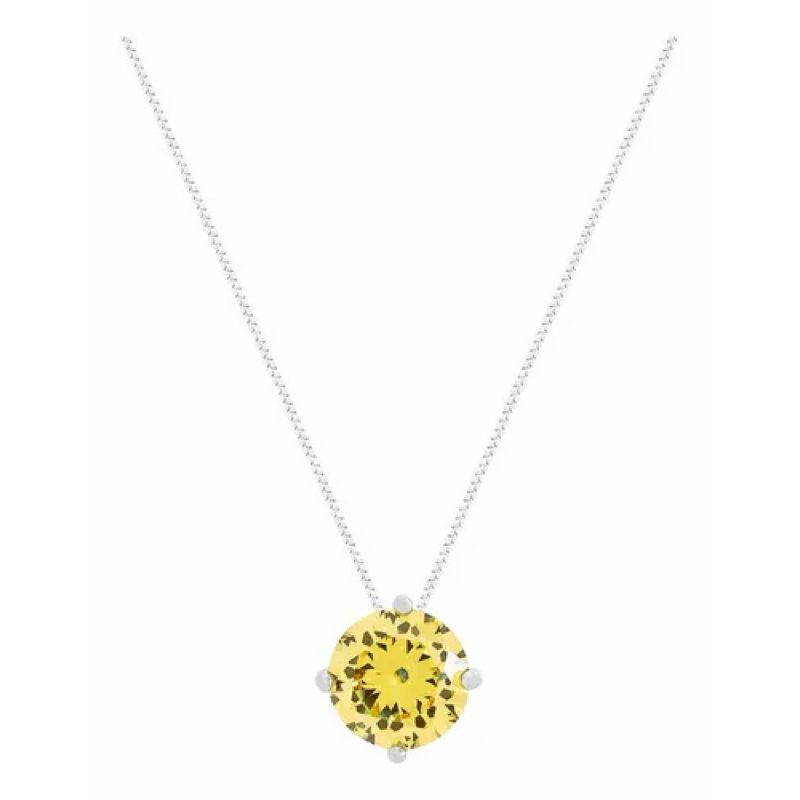 Colar Ou Pingente Ponto De Luz Amarelo Citrino Prata925