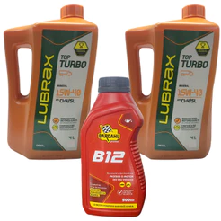 Kit Bardahl B12 Plus 500ml + 2 Galão Óleo Motor 15w40 Top Turbo 4 Litros
