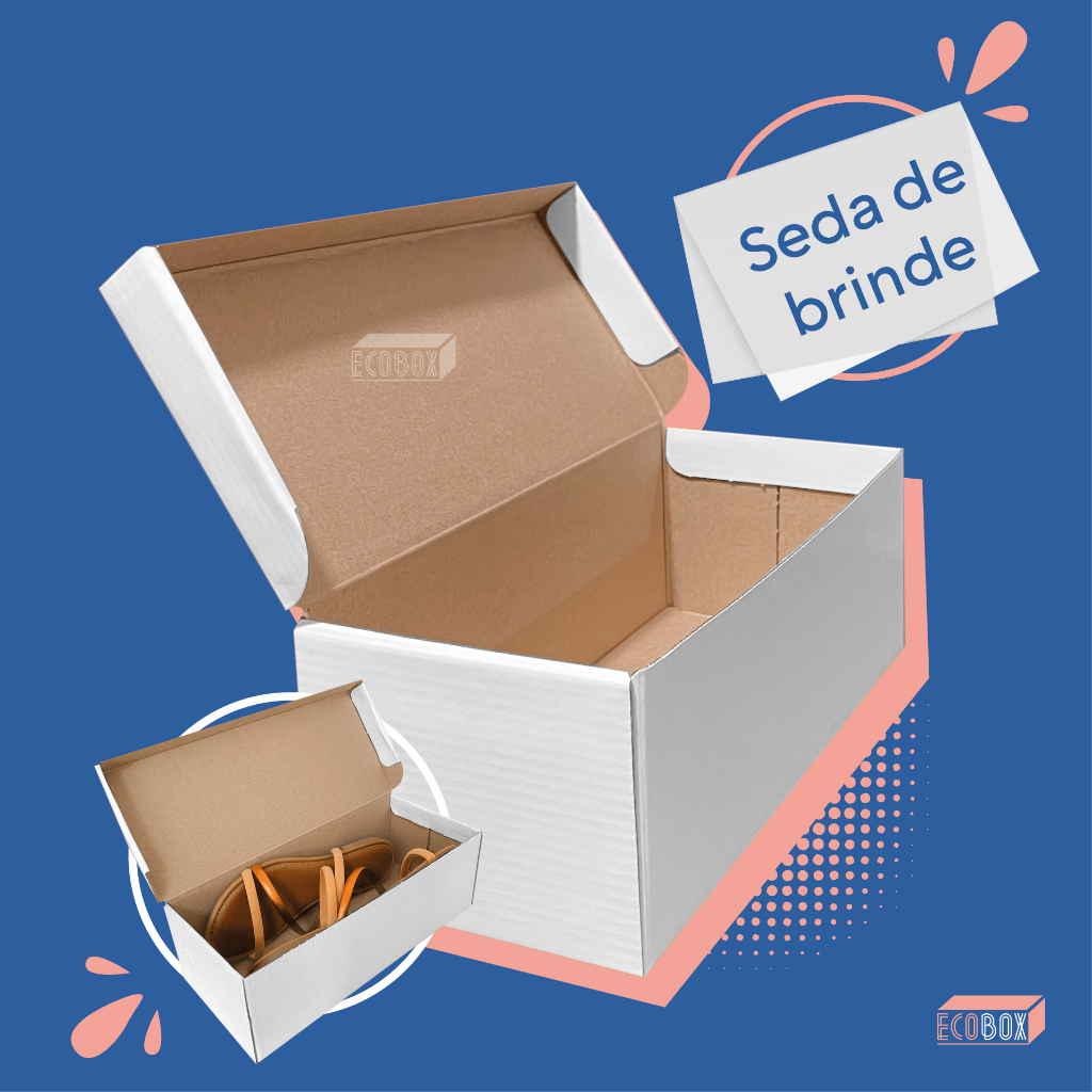 10 Caixas Sapatilha Rasteirinha Chinelo 28x12x9,5cm Com Seda em Oferta na Shopee