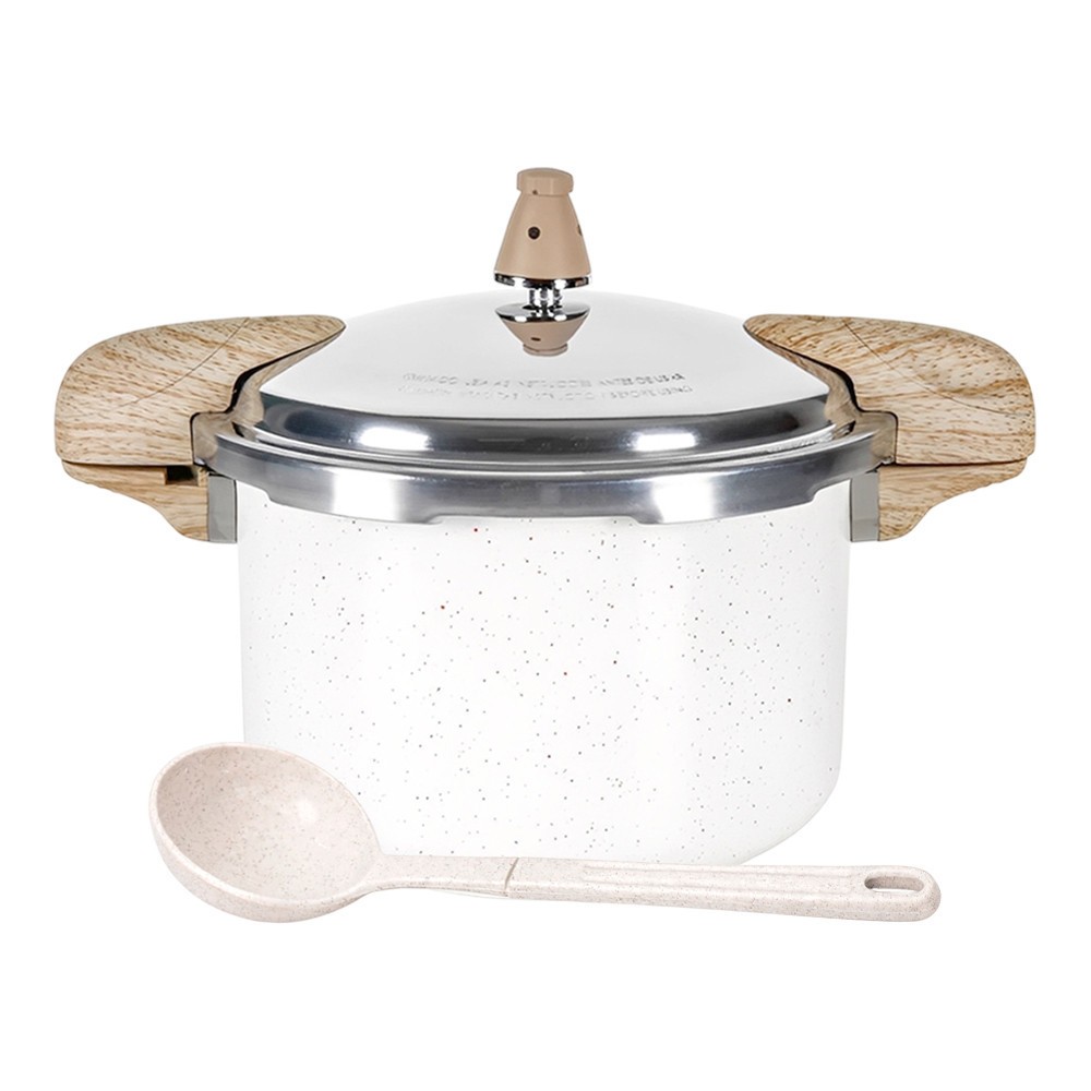 Panela de Pressão Indução Brinox Antiaderente Ceramic Life Pressure 5,4 Litros Vanilla com Concha em Nylon Vanilla
