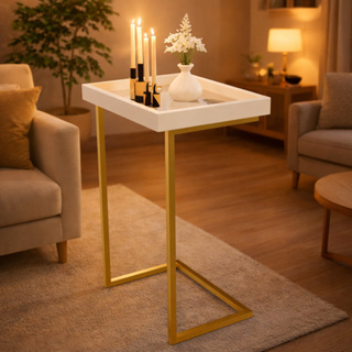 Mesa Lateral Espelhada Apoio Sala Sofá com Pés de Ferro Decoração Resistente Elegante e Moderna em Oferta na Shopee