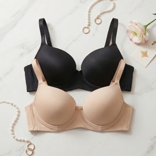 Kit 2 Sutiãs Reforçados Com Bojo Microfibra Cores Básicas Atacado Lingerie Confortável Promoção