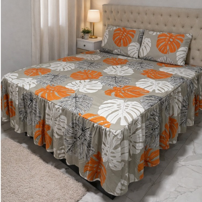 Colcha Super King E King com Babado 3.00m x300m  Toque de Algodão Aveludado Luxo Macia e Confortável para Cama King