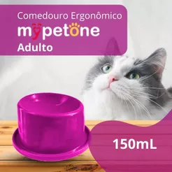 Comedouro Ergonômico Alto 150ml Mypetone Rosa Adulto