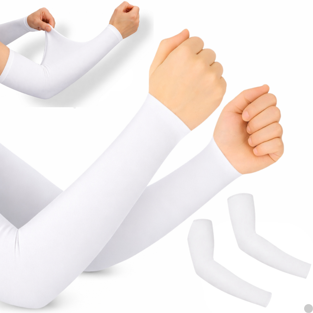 Manguito Manga Mangote Antebraço Proteção Solar Corrida Vôlei Futebol Ciclismo Moto Inverno Cor Branco Cinza Rosa1 Par