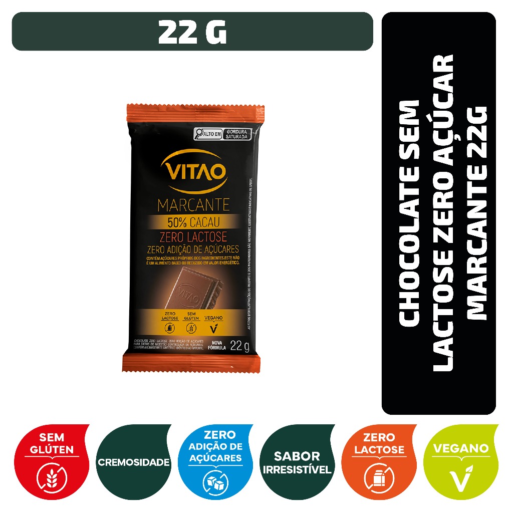 Chocolate Sem Lactose Zero Açúcar Marcante 22 g