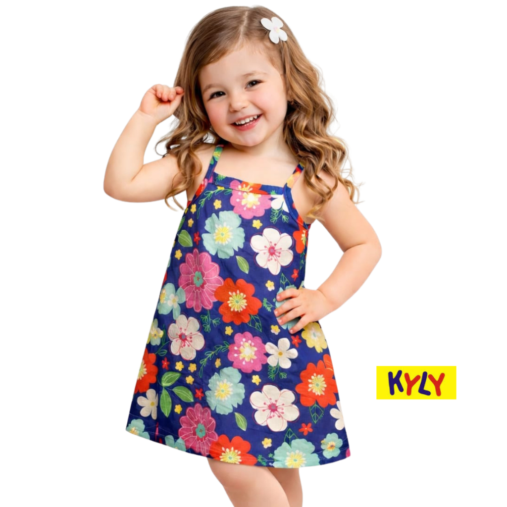 Vestido Infantil Verão Kyly 100% algodão flor 1 ao 3 1001236 em Oferta na Shopee