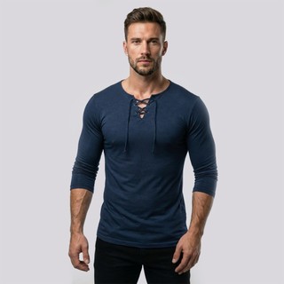 Kit com 03 Camisetas Slim Bata Ilhós Básica Masculina Blusa Manga Longa