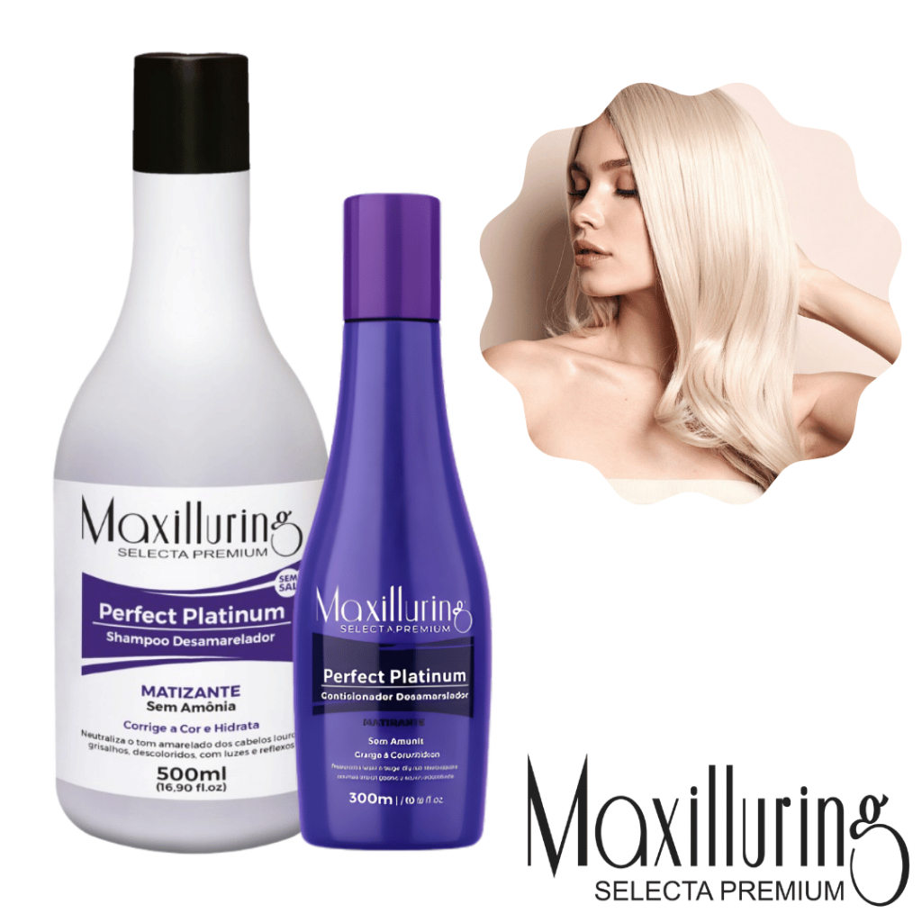 Kit Maxilluring Desamarelador Shampoo E Condicionador Profissional Perfect Platinum