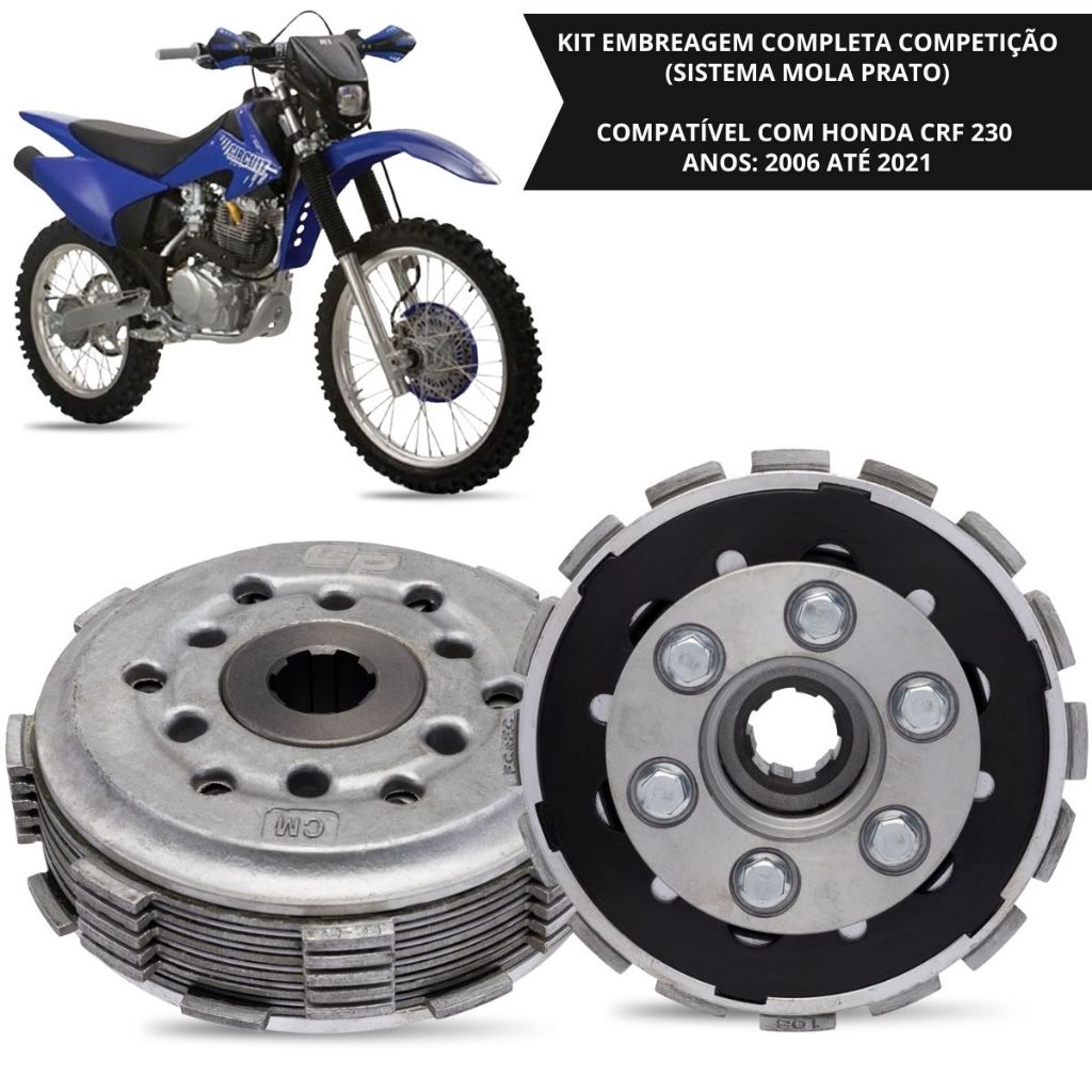 Embreagem Competição CRF 230 GP7 2006 a 2021 Wheeling Racing Completa Mola Prato Alta Resistência Off Road Trilha Grau