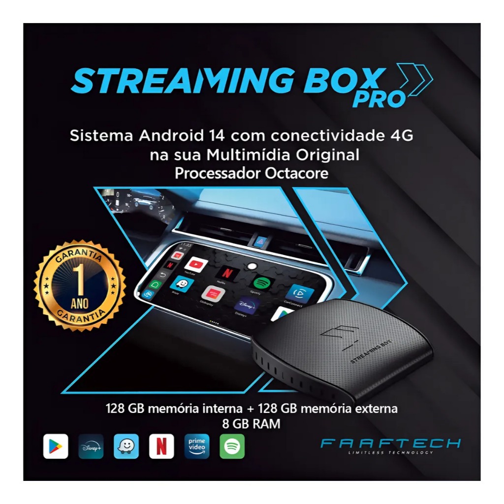 Streaming Box Pro Faaftech 8gb 128gb Carplay Android 14