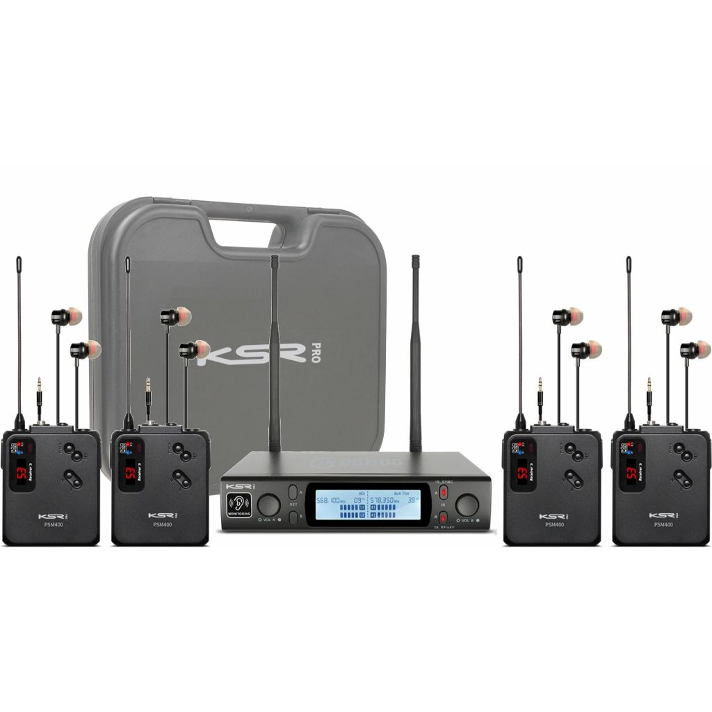 Monitor De Palco Quadruplo Ponto Sem Fio In Ear Ksr Psm400-4 Cor Preto