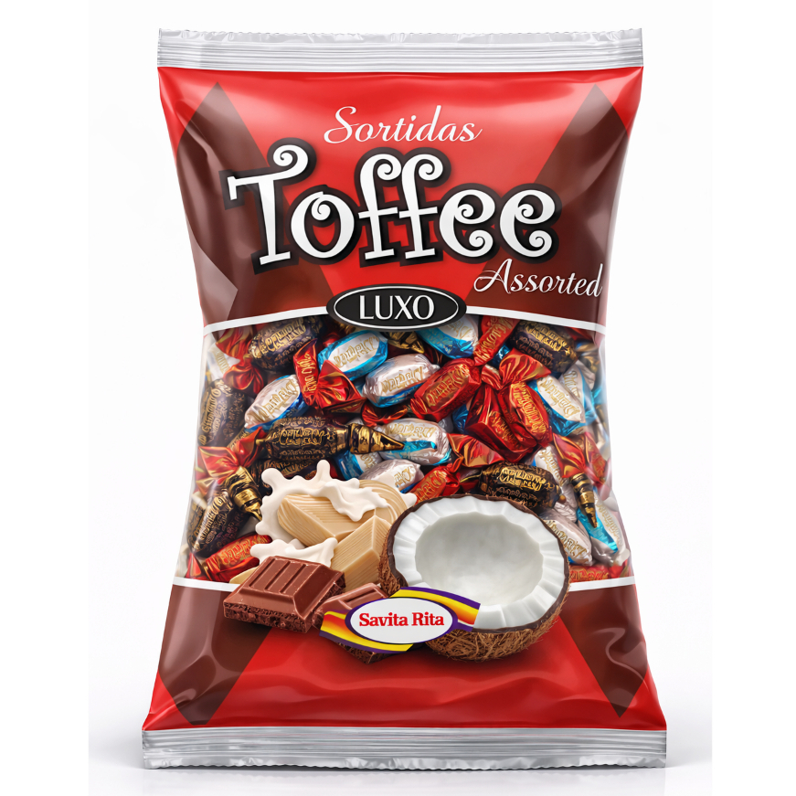 Bala Toffee Luxo Mastigável Sortidas Santa Rita Sabores 500g