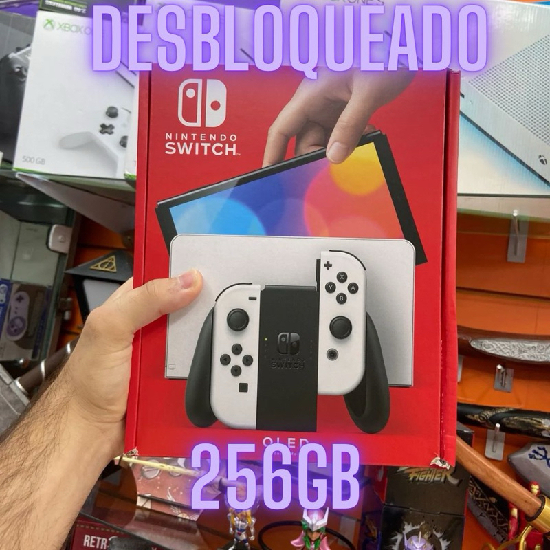 Nintendo Switch Oled Desbloq. 256gb NOVO+ Dualboot c/ Tinfoil