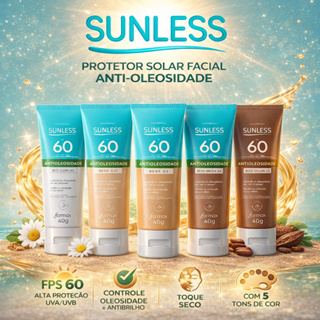 Protetor Solar Facial FPS 60 Antioleosidade com Base Efeito Matte Sunless 40g Envio Imediato em Oferta na Shopee