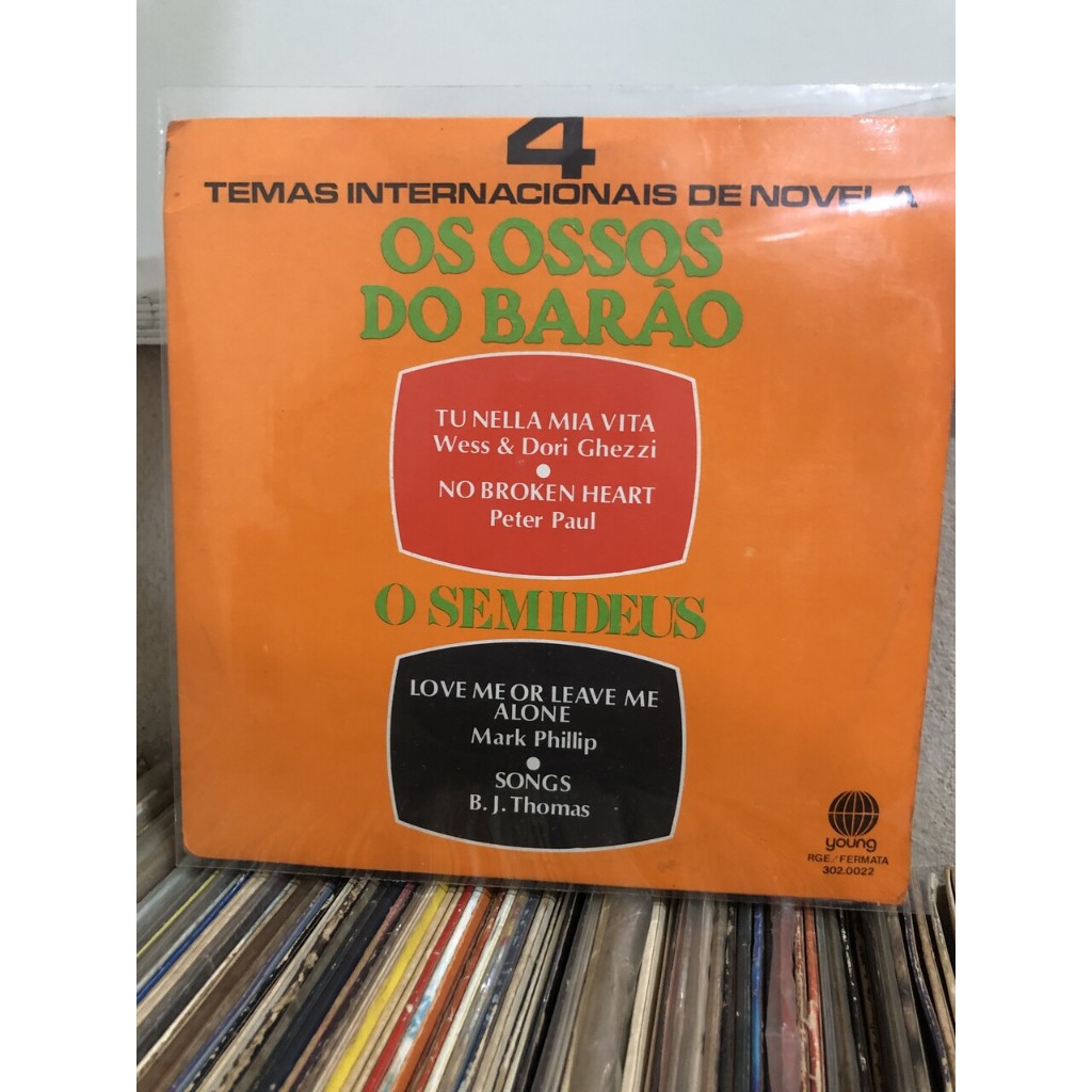 Vinil Temas Internacionais de Novela – Os Ossos do Barão / O Semideus - Compacto 7 Polegadas