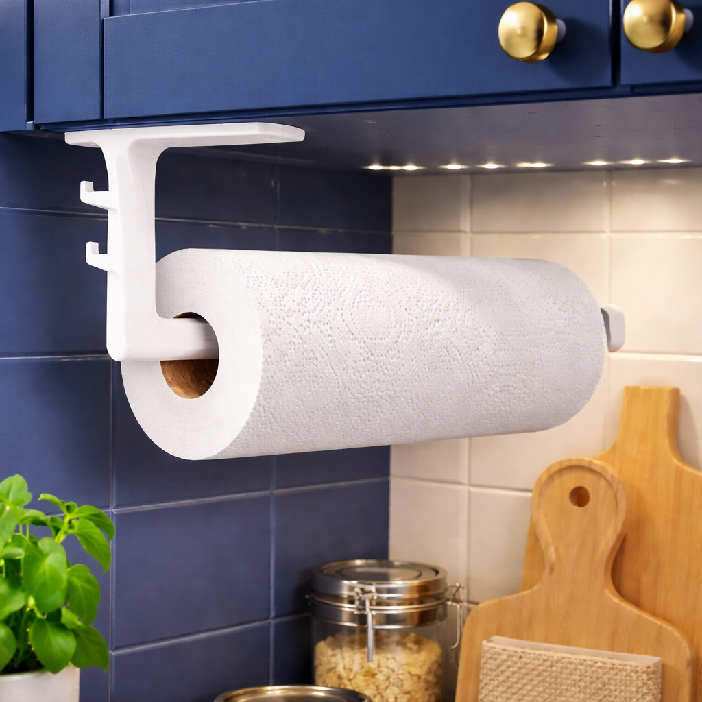 Porta Papel Toalha de Parede Branco Cozinha Diario Suporte Vertical e horizontal Organizador Prático