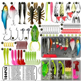 107 Peças Unidades Isca Artificiai Pesca Conjunto De Isca De Pesca Caixa Macia Dura Ganchos Sal Água Doce em Oferta na Shopee