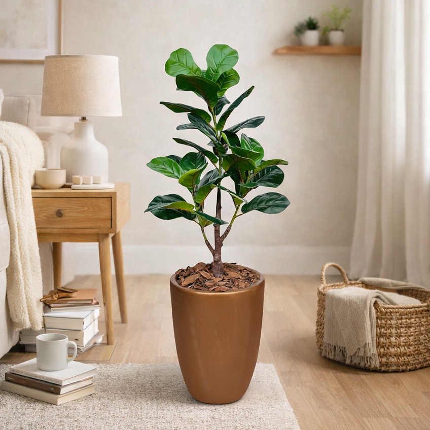 Planta Arvore Artificial Ficus Lyrata 90CM Realista Decorativa Toque Real Realista em Oferta na Shopee