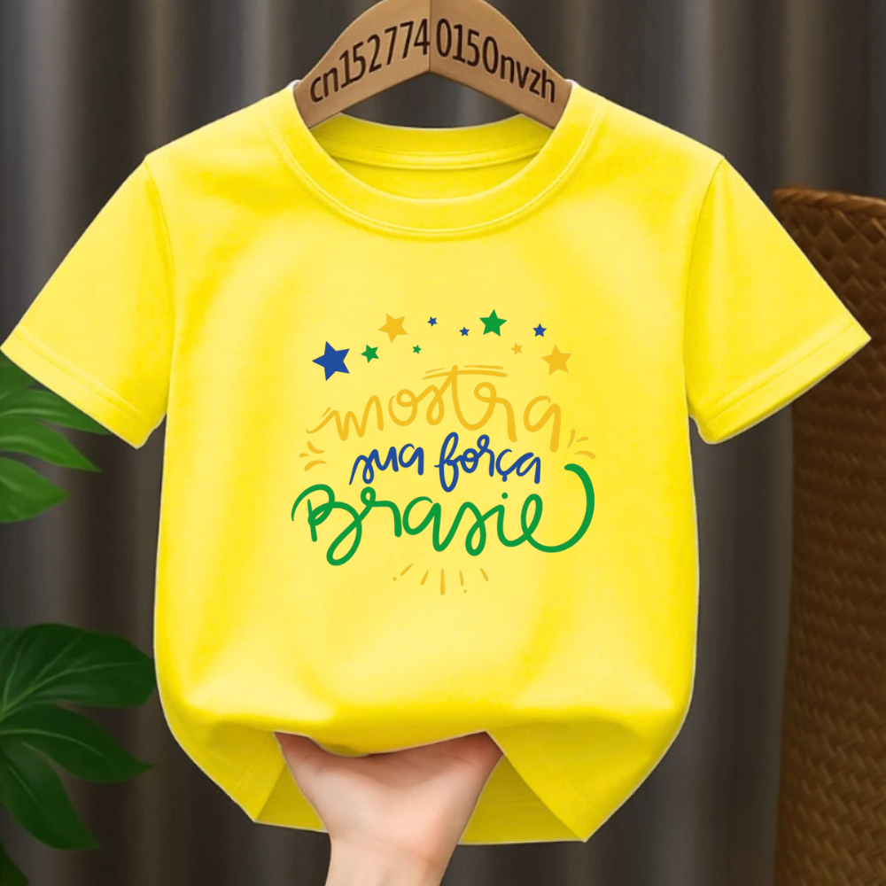 CAMISETA INFANTIL JUVENIL COPA DO MUNDO 2026 BRASIL 100% ALGODÃO