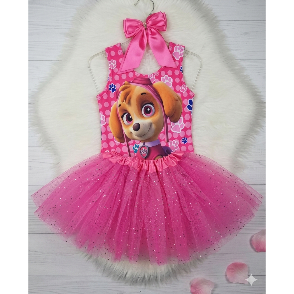 Body Infantil Patrulha Canina Regata e Maio Fantasia Bodys Bore Bori Bory Bodi Temático Patrulha Canina Menina Skey skay