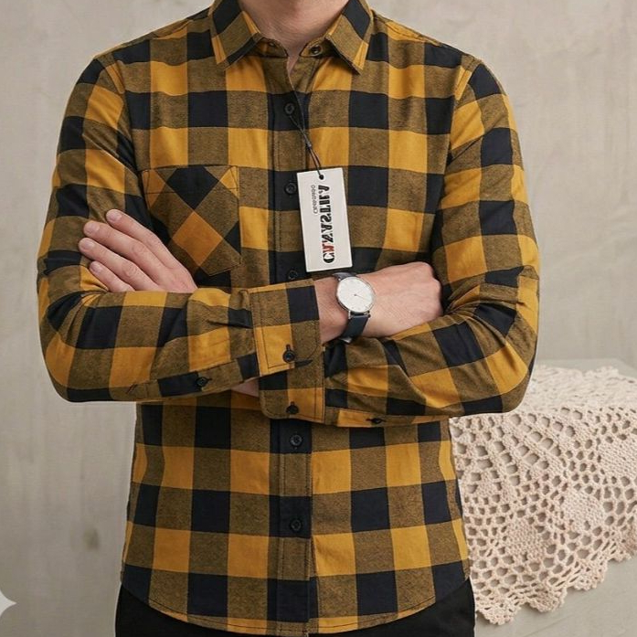 Camisa Masculina Xadrez Quadriculada Botão Manga Longa Country Slim Algodão Festa Junina