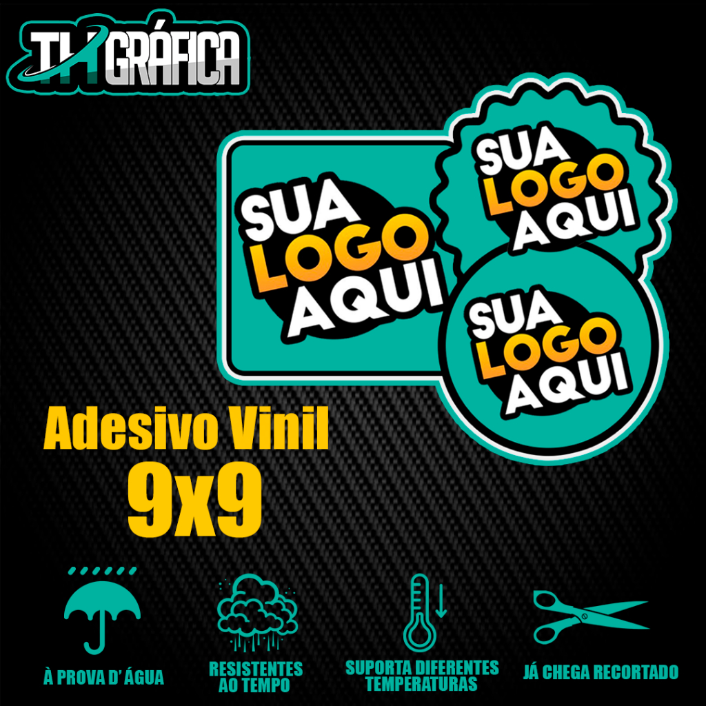 Adesivo 9x9 personalizado vinil À Prova d'Água Alta Resistência e Durabilidade