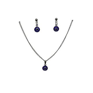 Conjunto Colar + Brincos Olho Grego Azul Proteção Feminino | Amuleto Contra Inveja   colar olho grego conjunto
