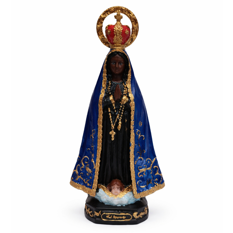 Nossa Senhora Aparecida com Auréola em Resina Pintada 14 cm – Imagem Religiosa Decorativa