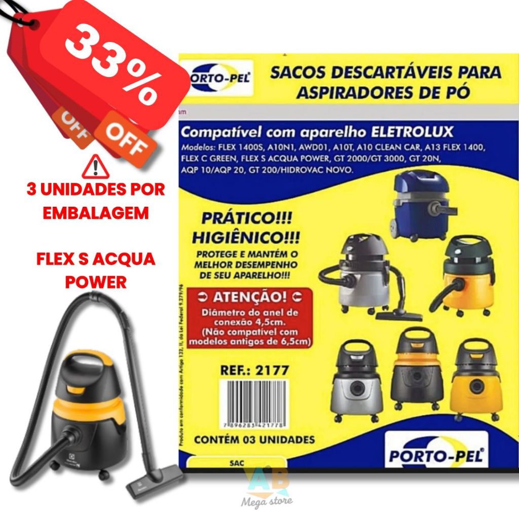 KIT Filtro aspirador Electrolux 2177 elimina ácaro protege o Motor ambiente limpo FLEX S ACQUA POWER