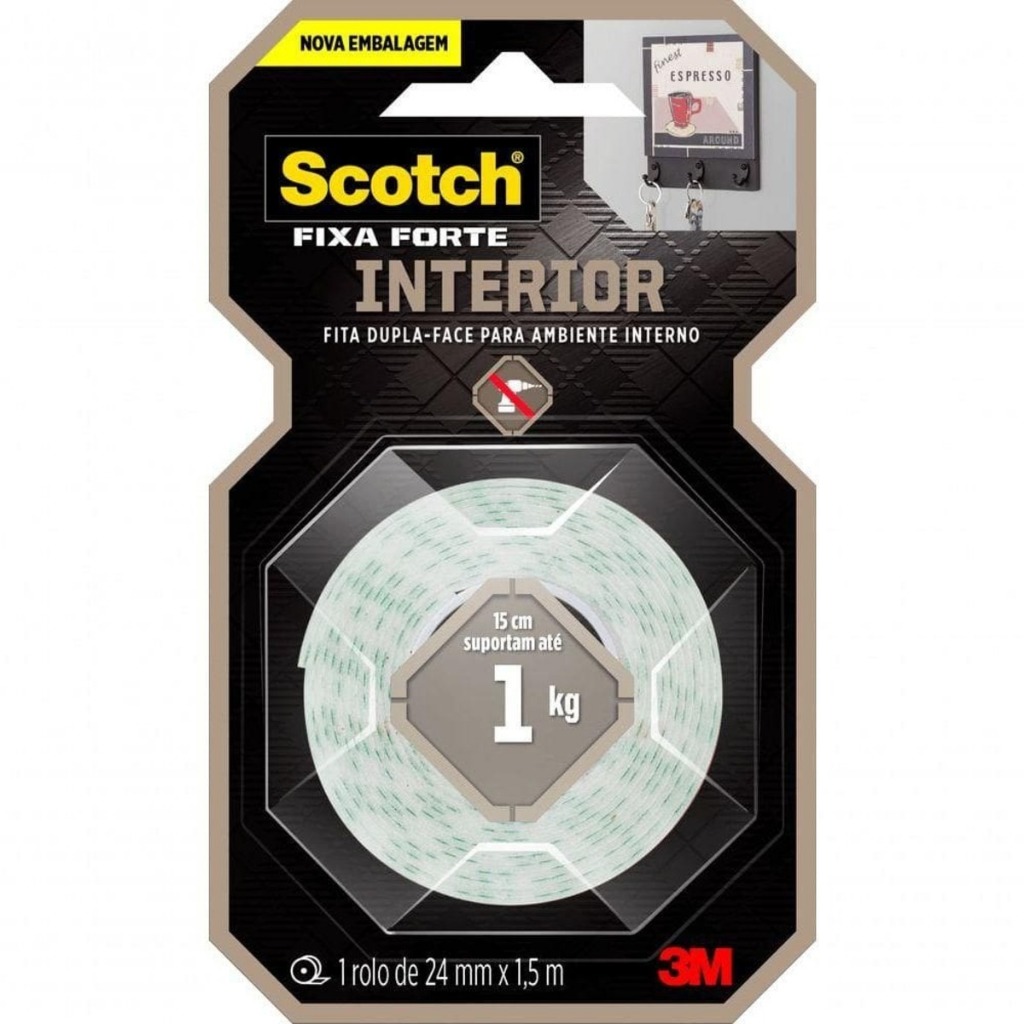 Fita Dupla Face Fixa Forte 24Mm X 1,5M Interior 1Kg 3M