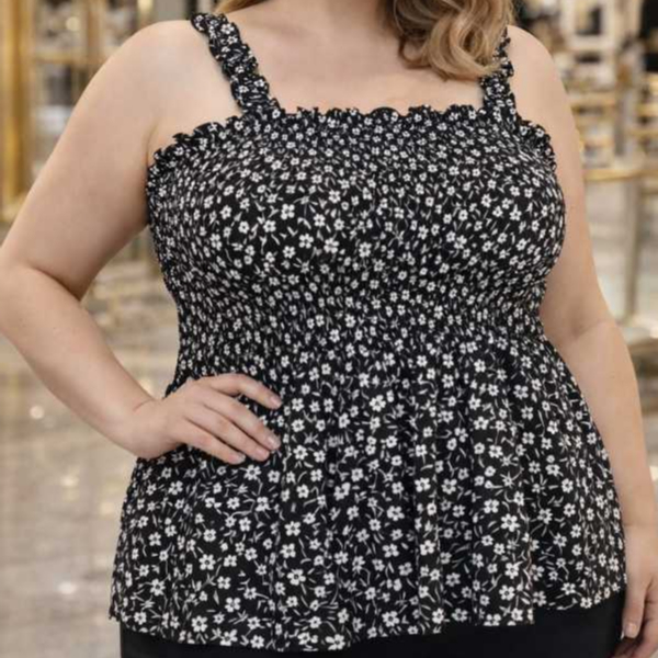 Blusa Feminina Plus Size Elastex 46 ao 52 | Alcinha, Tecido Duna, Não Amassa, Leve, Lisa e Estampada
